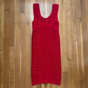 Aura Red Sleeveless Bodycon Midi Dress